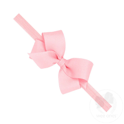 Wee Ones Mini Grosgrain Girls Hair Bow on a Soft Elastic Baby Band
