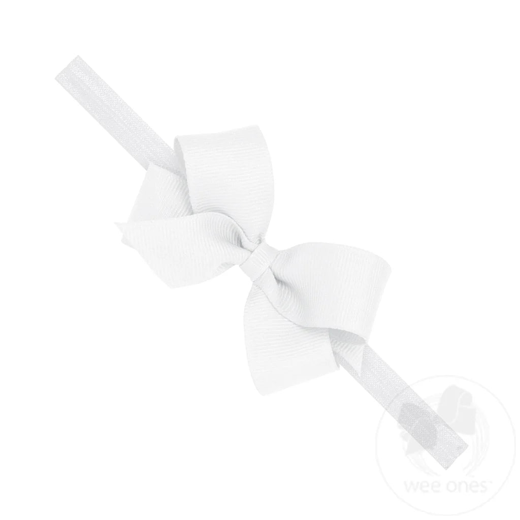 Wee Ones Mini Grosgrain Girls Hair Bow on a Soft Elastic Baby Band