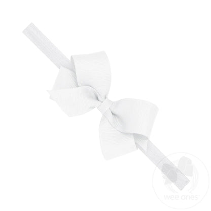 Wee Ones Mini Grosgrain Girls Hair Bow on a Soft Elastic Baby Band