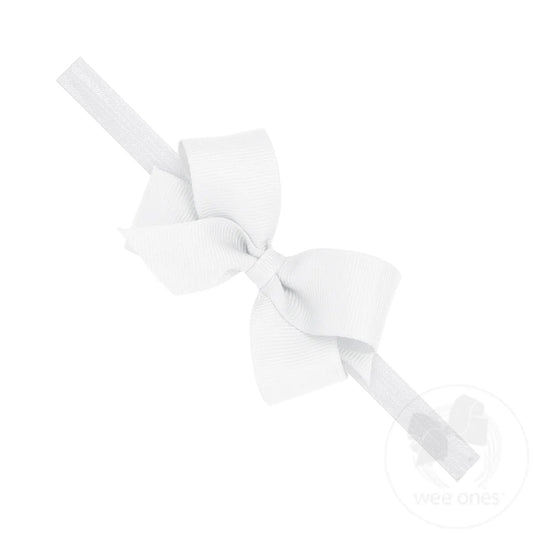 Wee Ones Mini Grosgrain Girls Hair Bow on a Soft Elastic Baby Band