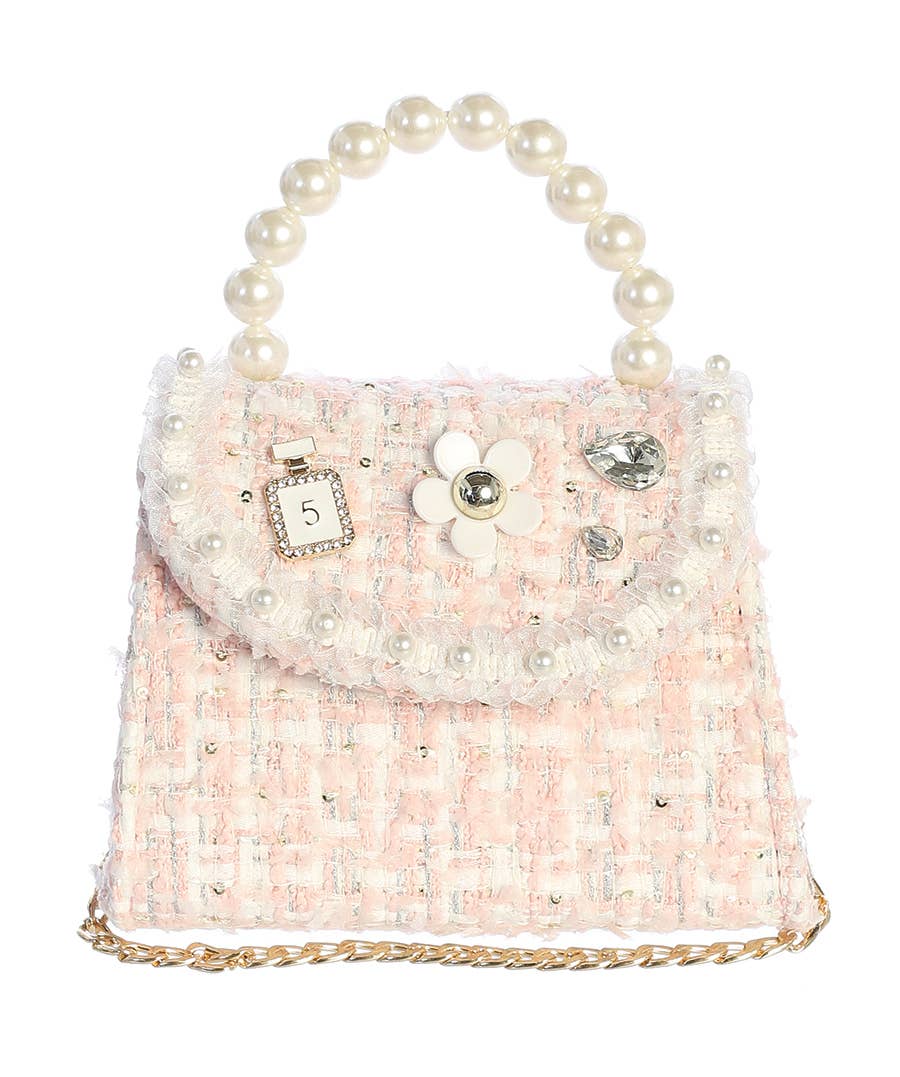 Dear Ellie Tweed Purse with Pearl Accent Handle