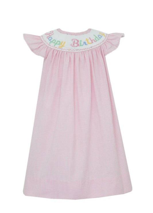 Anavini Happy Birthday Pink Seersucker Angel Wing Bishop