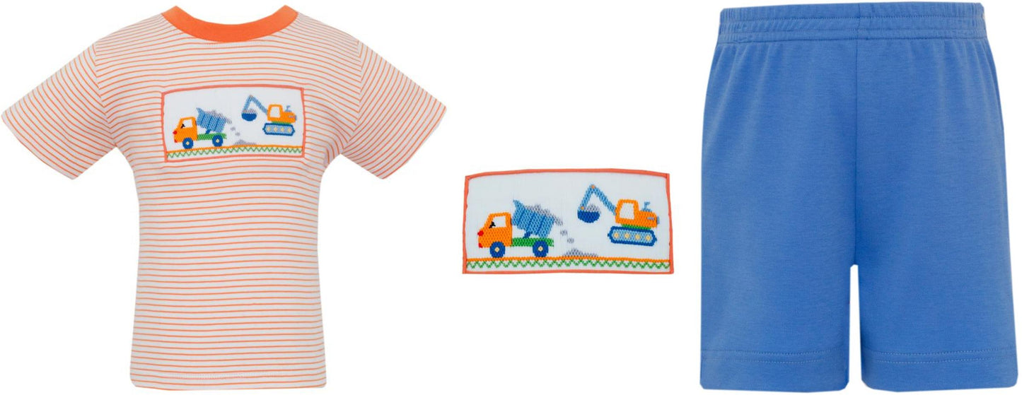 Anavini Construction Trucks T-Shirt with Periwinkle Blue Shorts
