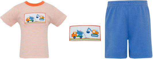 Anavini Construction Trucks T-Shirt with Periwinkle Blue Shorts