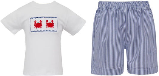 Anavini Crab T-Shirt and Navy Stripe Shorts
