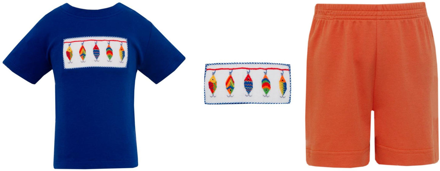 Anavini Fishing Lures T-Shirt with Orange Shorts