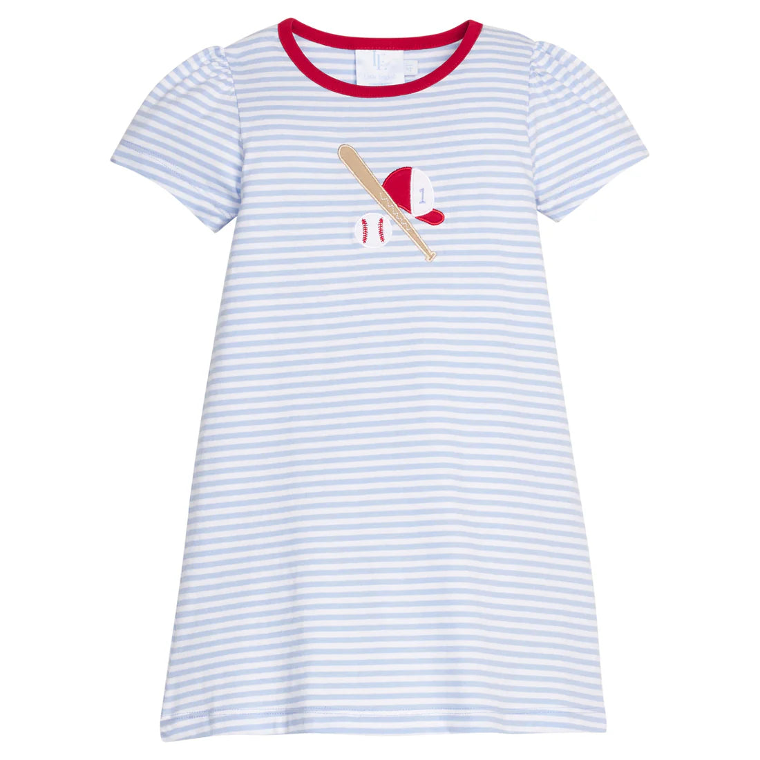 Little English Applique T-Shirt Dress-Baseball