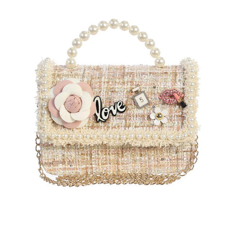 Dear Ellie Tweed Purse with Pearl Handle