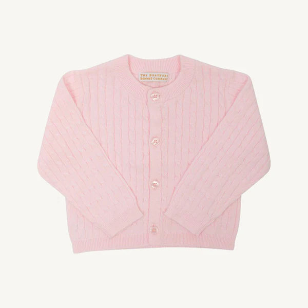 The Beaufort Bonnet Company Cambridge cable knit cardigan Palm Beach Pink
