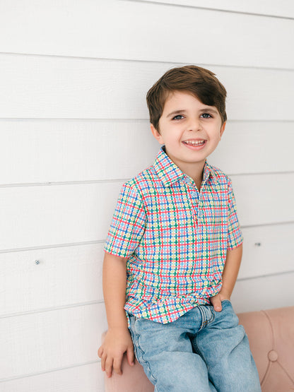 Poppy Kids Color Pop Plaid Boys' Polo