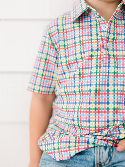 Poppy Kids Color Pop Plaid Boys' Polo