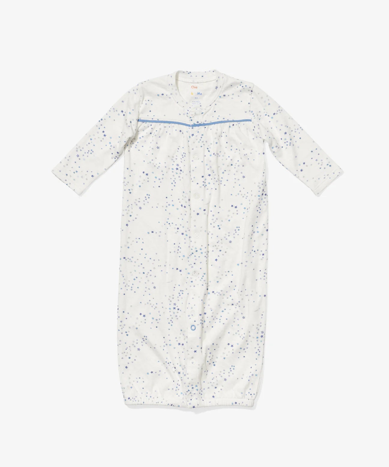Oso & Me organic cotton convertible baby gown blue stars