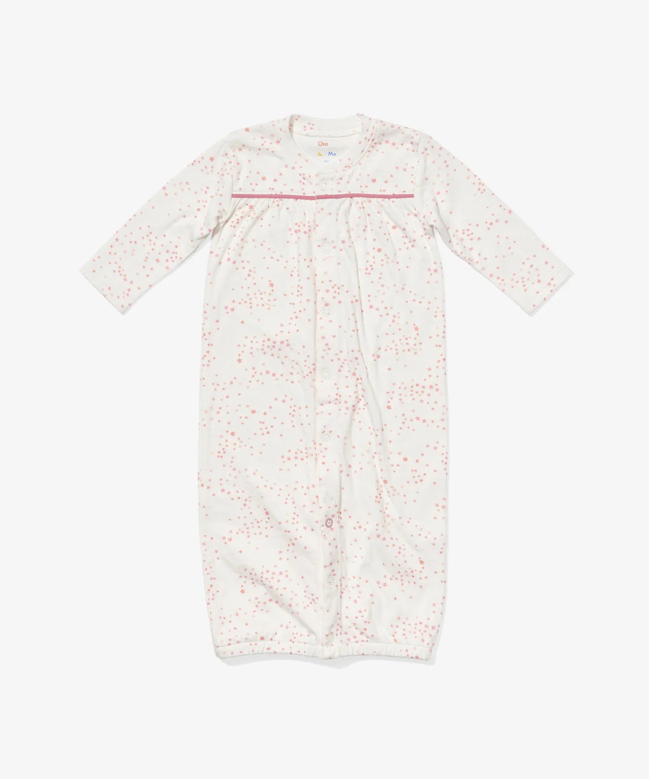 Oso & Me organic cotton convertible baby gown rose stars