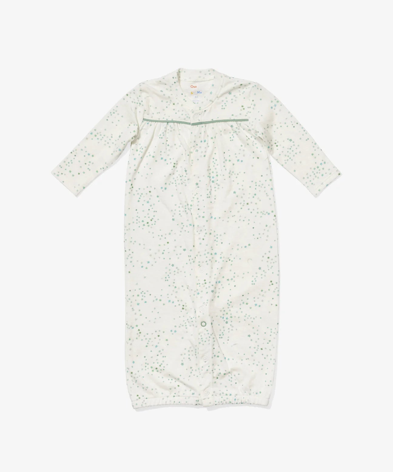 Oso & Me organic cotton convertible baby gown seafoam stars
