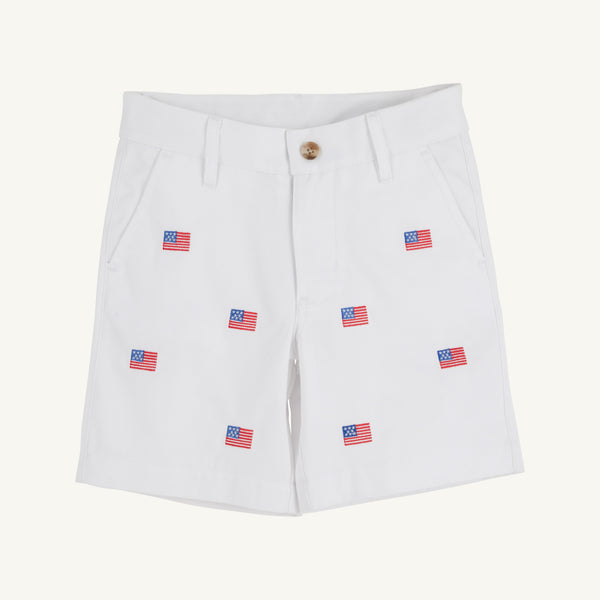 The Beaufort Bonnet Company Critter Charlie's Chinos-Worth Avenue White with American Flags