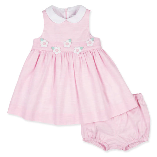Florence Eiseman Linen-Look Dress & Bloomer With Flowers