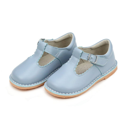 L'Amour Selina Scalloped T-Strap Maryjane- Dusty Blue