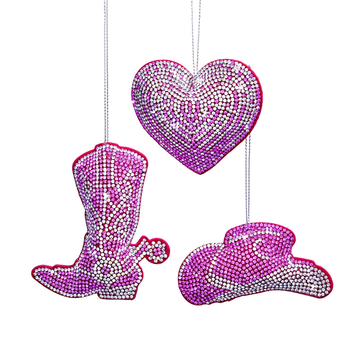 Bedazzled Collection™ Fabric Pink Western Ornaments, 3 Assorted