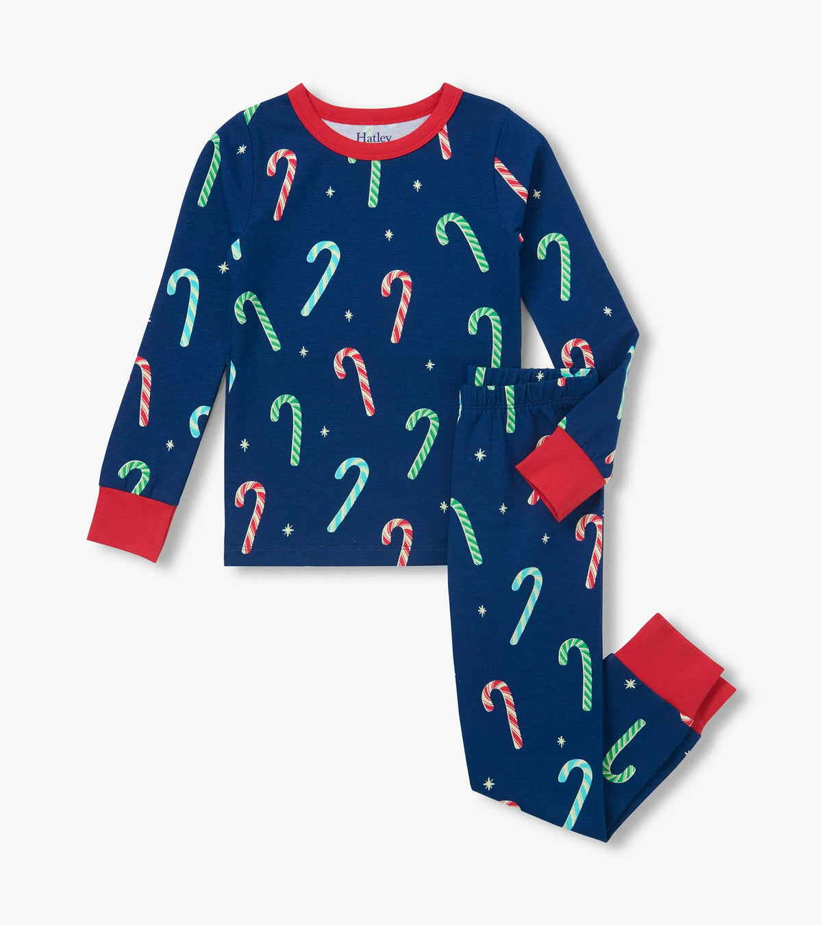 Hatley Boys Blue Candy Canes Cotton Pajama Set