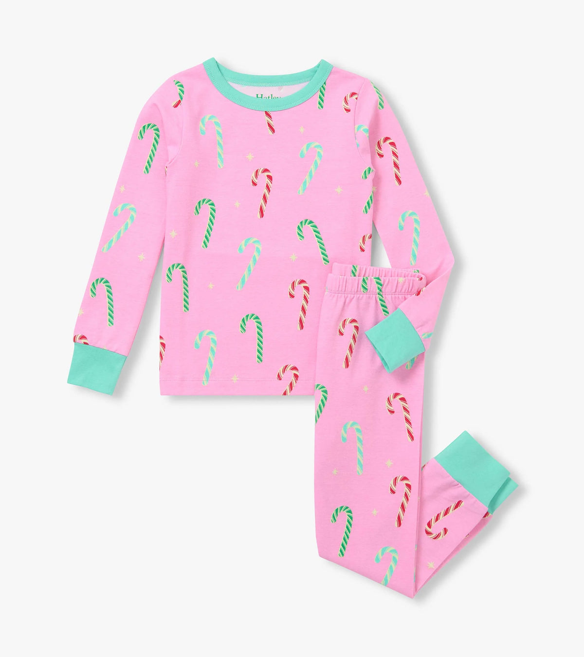Hatley Girls Pink Candy Canes Cotton Pajama Set