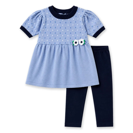 Florence Eiseman Polka Dot Sweater Tunic Set with Flowers