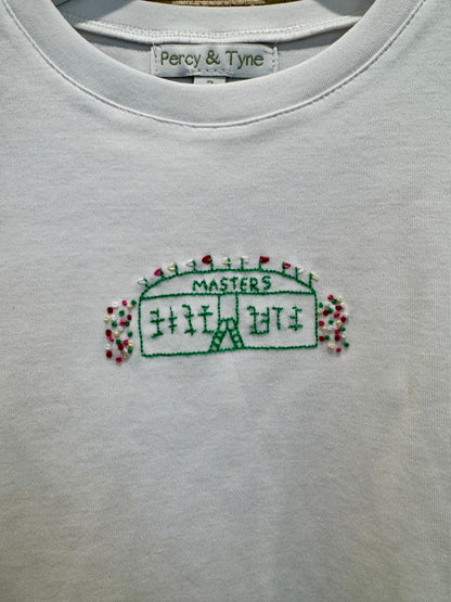 Percy & Tyne Embroidered Sleeve Tee-Bermuda Stripe with Golf