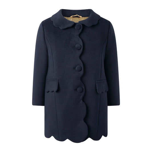 Rachel Riley Navy Scalloped Dress Coat