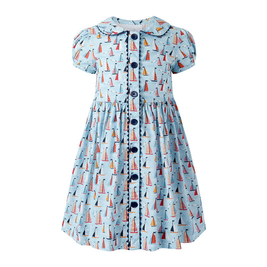 Rachel Riley Sailboat Button Front Dress