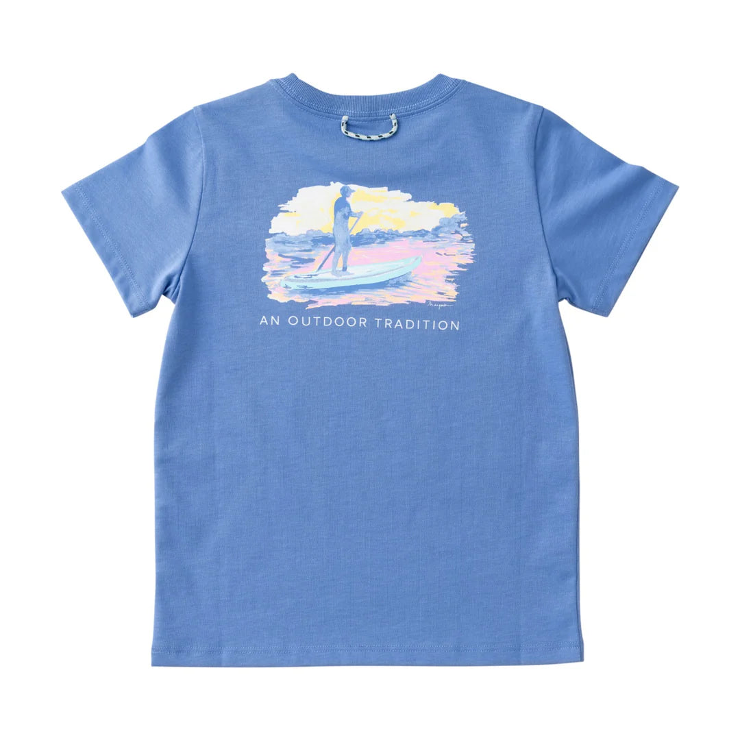 Prodoh Girl's Short Sleeve Cotton T-shirt – Paddleboard Sunset Art