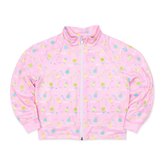 Florence Eiseman pink golf print performance knit girls jacket
