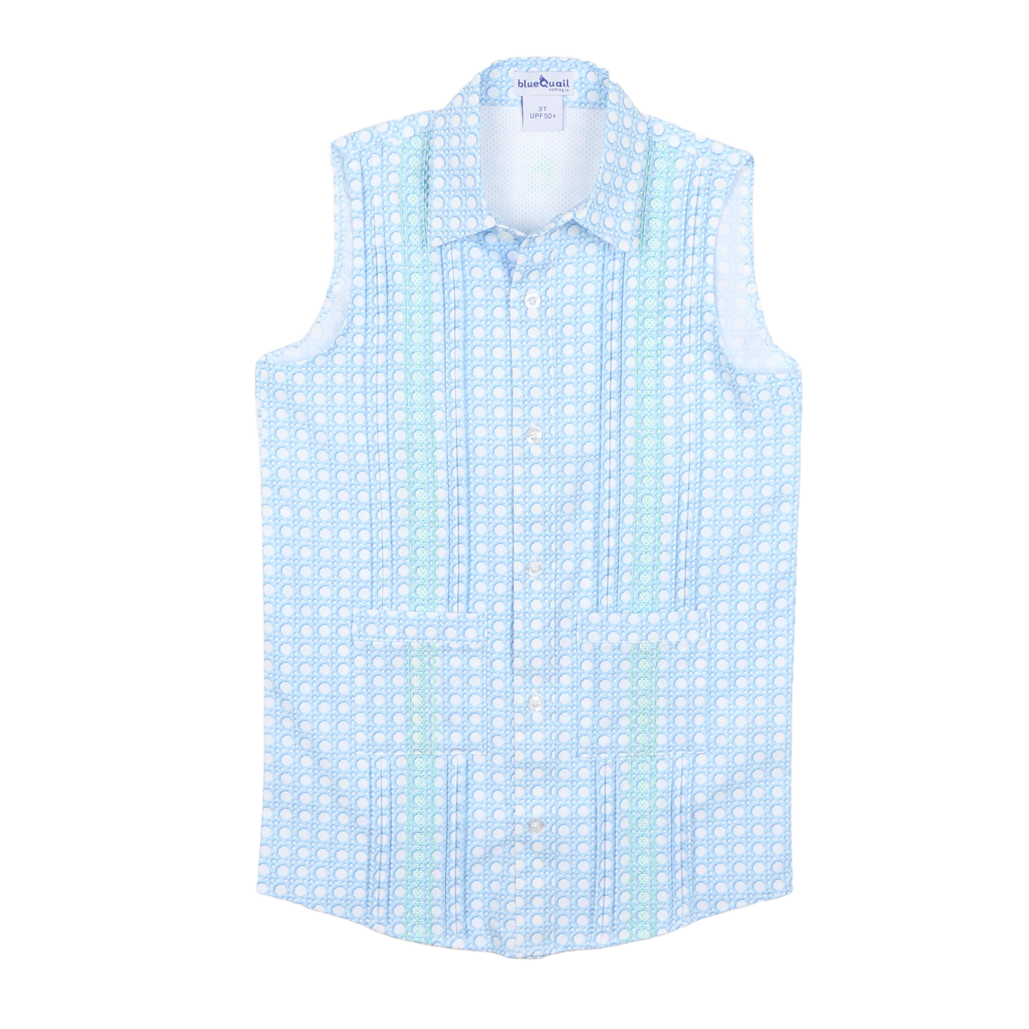 BlueQuail Guayabera - Blue Cane Lattice Sleeveless Dress