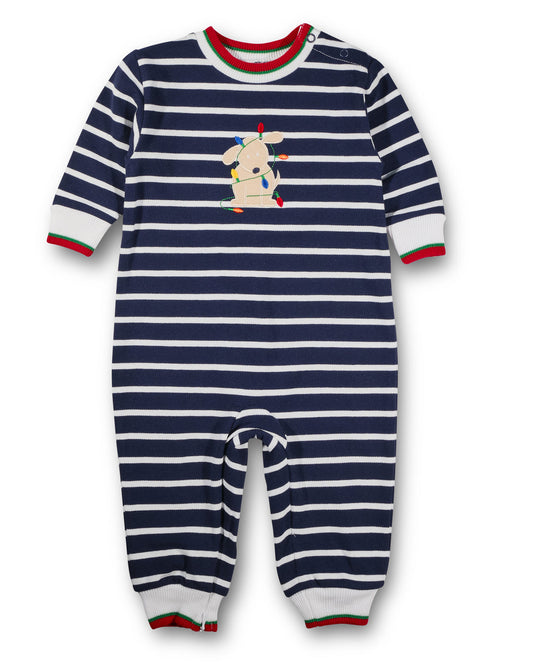 Stripe Knit Longall With Holiday Lights Dog