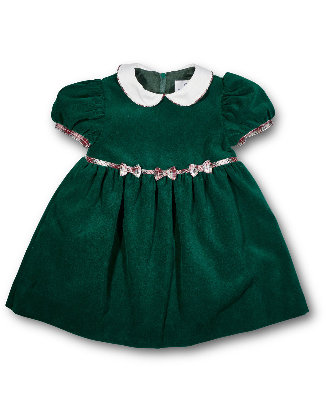 Velvet Waist Dress With Plaid Bows