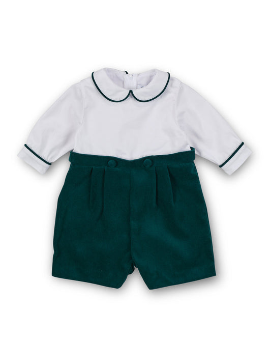 Pique And Velvet Long Sleeve All In One Shortall