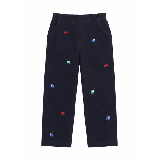 Florence Eiseman Corduroy Fake Fly Pants With Allover Embroidery