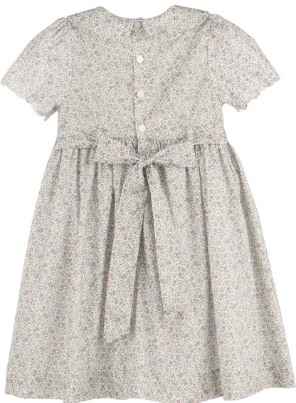 Luli & Me Fall Blossom Smocked Dress, Blue