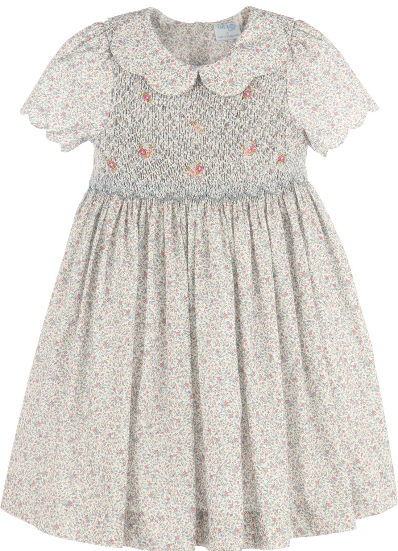Luli & Me Fall Blossom Smocked Dress, Blue
