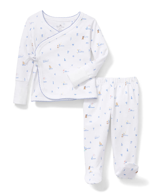 Petite Plume Baby Pima Wrap Set in Letters and Lullabies