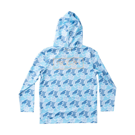 Prodoh Kid's Pro Performance Hoodie T-shirt – Blue Camo Logo Print