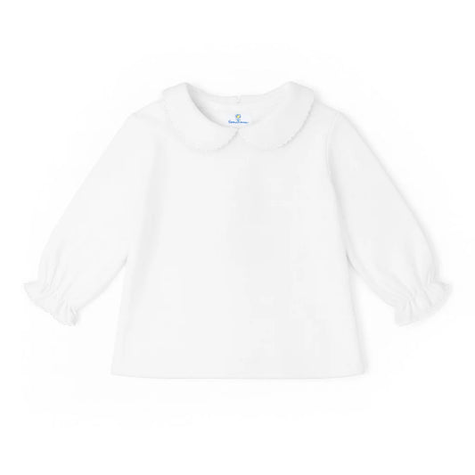 Florence Eisaman White Knit Blouse With White Picot