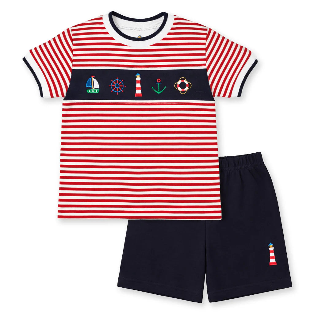 Florence Eiseman Knit Short Set With Nautical Appliqué