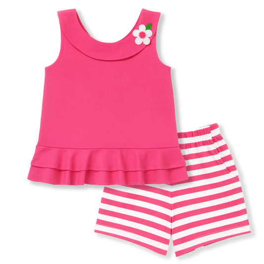 Florence Eiseman Knit Top With Flower And Short Set