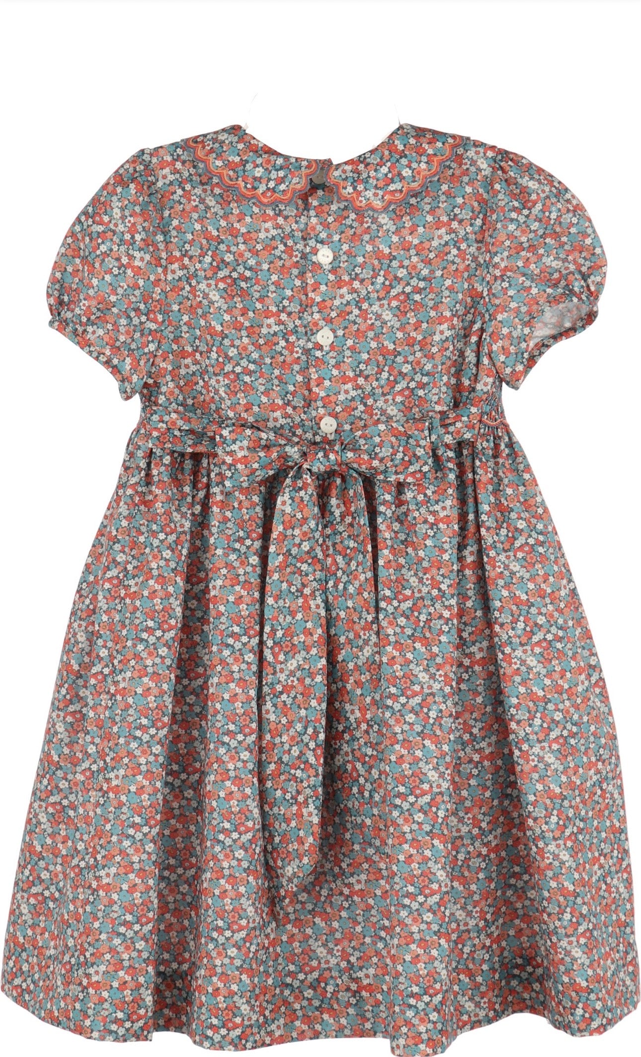 Luli & Me Floral Vintage Dress, Blue