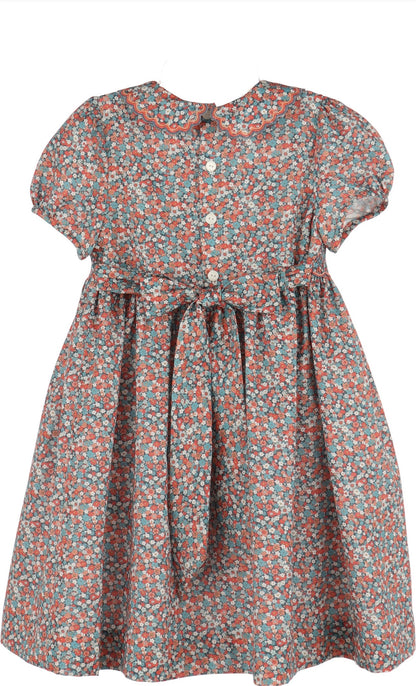 Luli & Me Floral Vintage Dress, Blue
