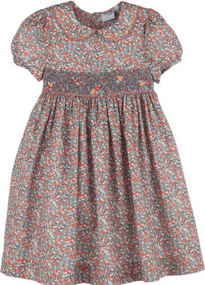 Luli & Me Floral Vintage Dress, Blue