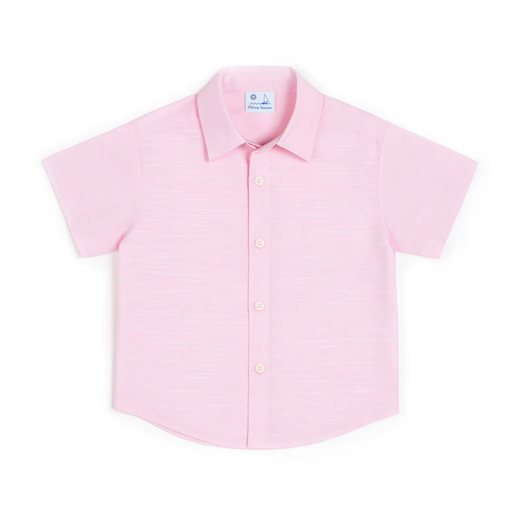Florence Eiseman boys linen look camp shirt short sleeve pink