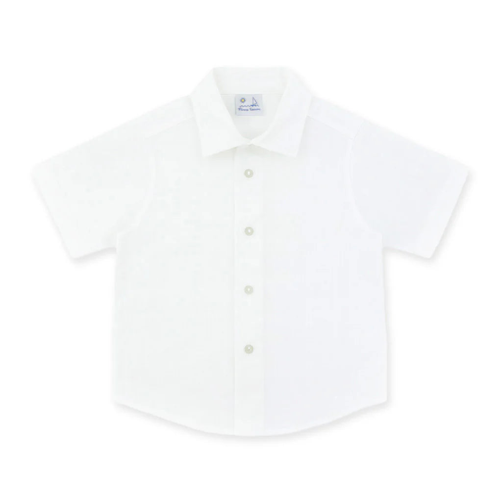 Florence Eiseman boys linen look camp shirt short sleeve white