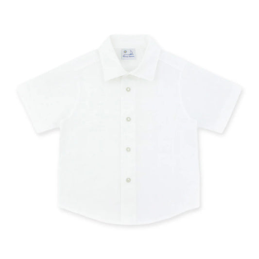 Florence Eiseman boys linen look camp shirt short sleeve white