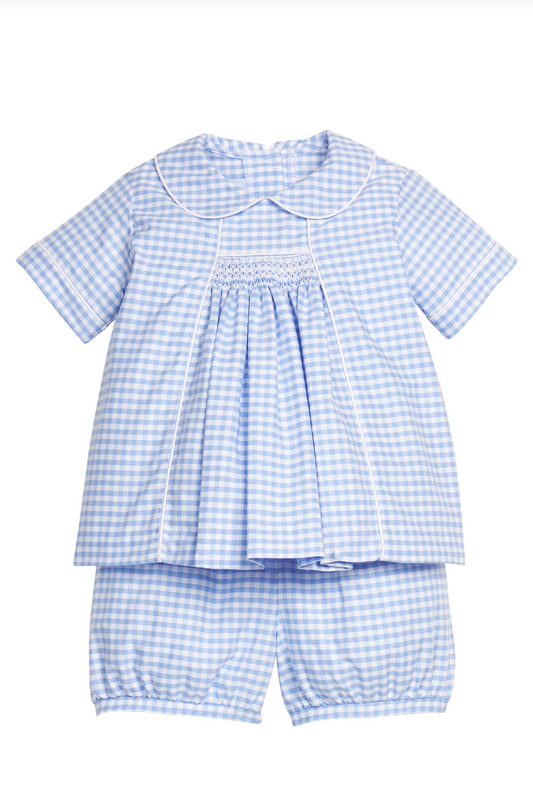 Little English chest smocked boys short set in Mayfair gingham
