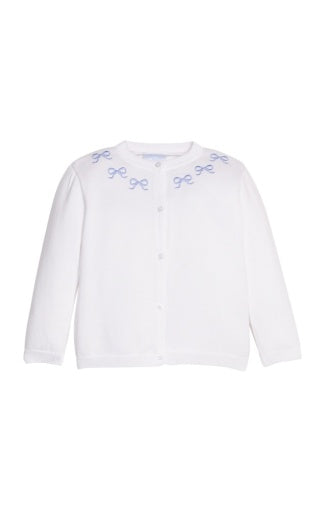 Little English embroidered girls cardigan with blue bows
